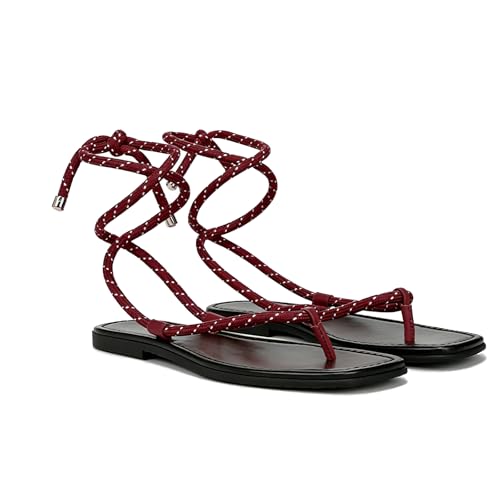 Image of Rope Flat Sandals for Women Strappy Open Toe Thong Sandals Summer Slingback Slip On Slide Sandals with Adjustable Strap