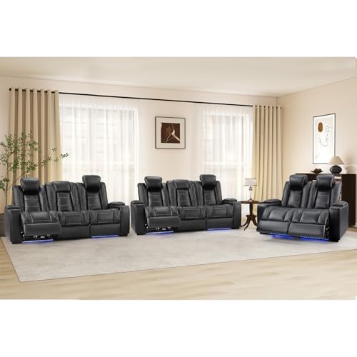 ANJ Recliner Sofa Set with LED Lights and USB