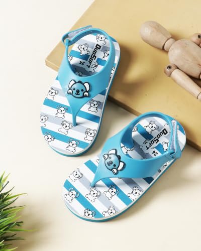 Image of Duosoft Kids Flip Flop Sandals with Bear Motif, Slippers for Baby Girl and Baby Boy, Indoor and Outdoor Slipper for Kids with Strap (K-401)