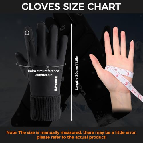 Image of Zibuyu Hand Gloves for Winter, Black Cycling Gloves, Water-Repellent, Touchscreen Gloves, Windproof Running Gloves, Non-Slip for Men and Women, for Running, Cycling, Climbing