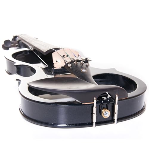 Image of Cecilio 4 /4 CEVN-1BK Solid Wood Electric /Silent Violin with Ebony Fittings in Style 1 - Full Size - Black Metallic