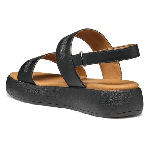 Geox Para Mujer. D550NC 0BCEW Sandalias Camalei Negro (38), Plano, Velcro, Casual - 9