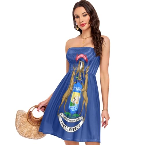 Robe d'été douce vêtement femme confortable imprimé Flag of Michigan