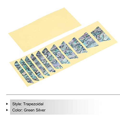 Meccanixity Fretboard Markers Inlay Stickers Decals For Guitars And Bass Trapezoidal Electric Guitar Fingerboard Sticker Green Silver #TOP2