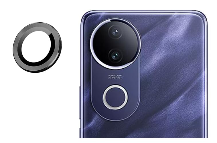 Image of imluckies Camera Ring Lens Protector (Aluminum with Tempered Glass) Compatible for Vivo V50E - Black (Pack of 1 rings)