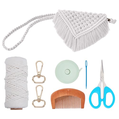 BEUNITONE Kit de bolsa de borla de macramê DIY para adultos iniciantes kit de macramê kit de crochê boêmio bolsas de tecido feitas à mão com instruções e vídeo bolsa de ombro para mulheres decoração