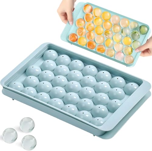 Image of 33 Ice Ball Maker Mould | Silicone Ice Cube Tray Round Design | Stackable Flexible Ice Tray with Easy Release | Freezer Tray for Ice, Juice, Chocolate & Drinks (Pack of 1)