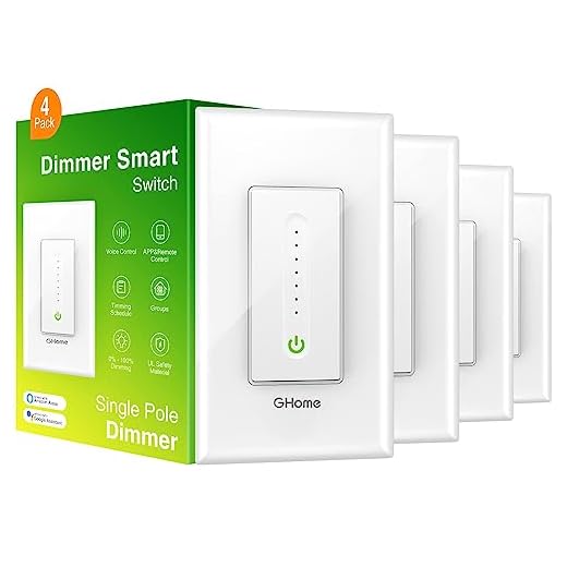 GHome Smart Dimmer Switch Work with Alexa Google Home, Single Pole 2.4GHz Wi-Fi Switch for Dimmable LED CFL INC Light Bulbs, Neutral Wire Required, UL Certified, No Hub Required, 4Pack
