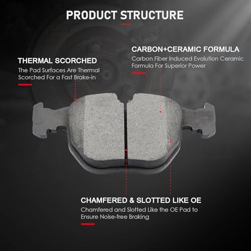 Image of cciyu D681 Professional Ceramic Front Brake Pads Set fit For BMW 530i,97-03 For BMW 540i,95 97-01 For BMW 740i,95-01 For BMW 740iL,00-03 For BMW M5,00-06 For BMW X5,03-05 For Land Rover Range Rover
