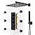 CASAINC Luxury Thermostatic Shower Faucet Set Shower System 12" Rain Shower Head with Handheld Spray & 6 Body Jets (Matte Black)