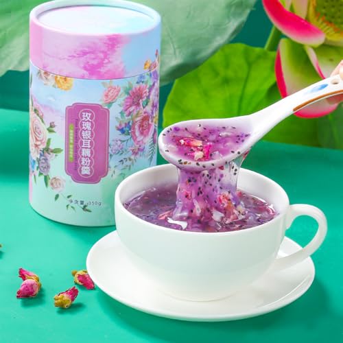 SIJIYUNLI-Rose Silver ear and Lotus Root Powder Soup 350g/12.34oz breakfast, served quickly, is both Tremella and Lotus Root Powder Soup, suitable for those in a hurry, beautifully packaged, and a must-have gift.