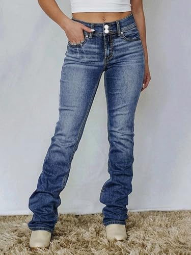 Image of Flamingals High Waist Boot Cut Jeans for Women Flare Denim Pants