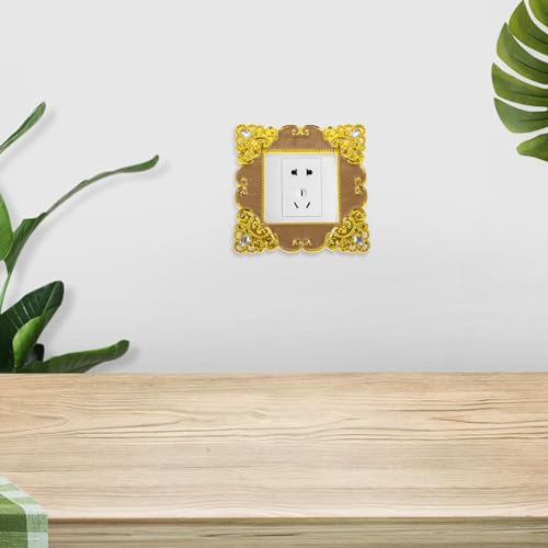 Cubierta del interruptor Lurrose de 3 series protectora de plástico dorado para pared 2 piezas 5