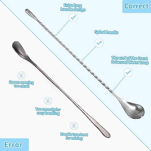 6 Pcs 12 Inch Bar Mixing Spoon Cocktail Spoon Stainless Steel Bar Long Spoon With Spiral Pattern - Thumbnail 3