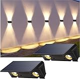IIRARA wandleuchte solar außen solar wandleuchte aussen solarlampen Nach Oben und Unten Beleuchtet 4 LEDs IP67 Wasserdichte Solarleuchte für Garten Balkon Terrasse Treppen Warmweiß 2er