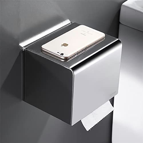 Porte-rouleau de papier toilette en acier inoxydable 304 - Sans perçage - Autocollant - Fixation murale - Argenté - Pour salle de bain Cover