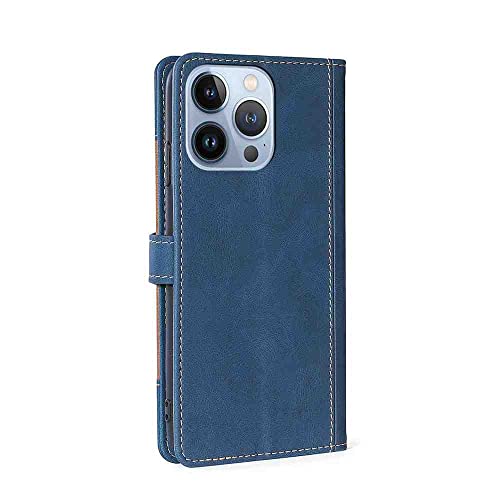 Funda de piel sintética para Moto Edge Plus tipo cartera azul premium 3