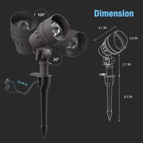 Goodsmann Landscape Lighting Path Lights Low Voltage 1.5W Led 120 Lumen 6Pk And Outdoor Spotlight 4.5W 205 Lumens 2Pk With Metal Stake Cable Connector #TOP6