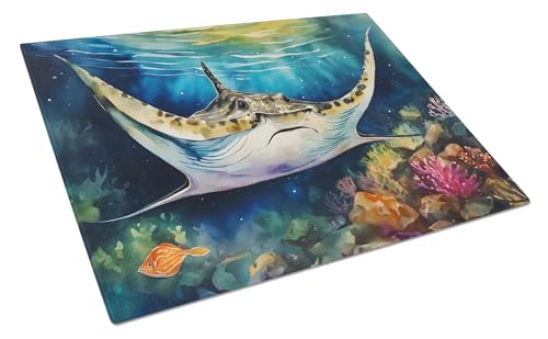 Caroline's Treasures DAC2831LCB Sting Ray Glass Cutting Board Large Decorative Tempered Glass Kitchen Cutting and Serving Board Large Size Chopping Board