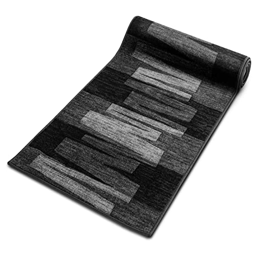 KARAT Tapis de Passage antibactérien Via Veneto Noir, Carpette de Couloir avec Dos en Latex antidérapant, Protection antisalissure pour Le Sol de Cuisine...