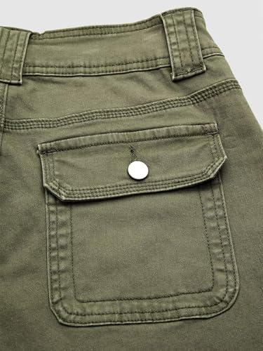 Flamingals Women Straight Leg Mid Rise Casual Solid Seam Front Flap Pocket Pants4