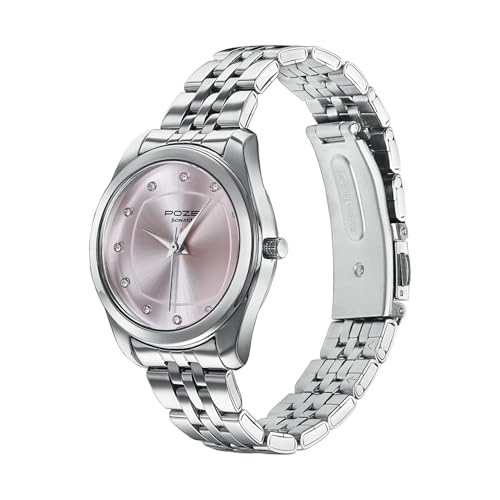 Image of Sonata Poze 7 Analog Pink Dial Silver Sheet Metal Strap Watch for Women - SP80146SM01W