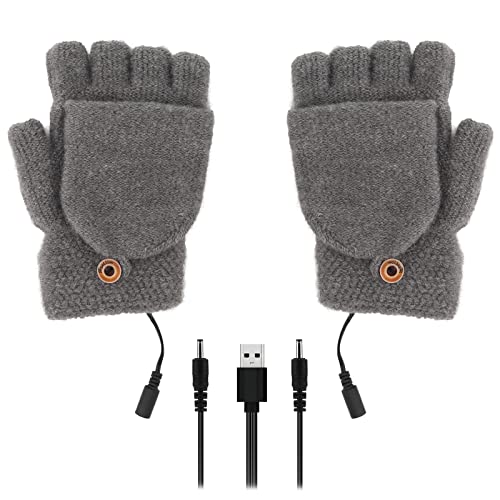 Petyoung Gants chauffants USB pour homme et femme - Gants d'hiver chauds pour ordinateur portable - Mains tricotées - Chauffants sans doigts chauffants pour garçons et filles Cover
