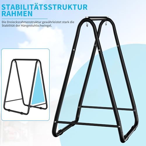 OUUTMEE Hängesesselständer, Schaukelständer mit Rutschfesten Fußpolstern, Robuster Tragbares Hängemattengestell für Terrasse, Balkon, Garten, max. Tragkraft 150 kg (nur Hängesesselständer)