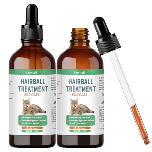 2PCS Hairball Treatment for Cats, Cat Hairball Remedy - with Natural Ingredients & Vitamins - Kitten Furball Treatment Hair Ball Treats for Cats - Supports Skin & Coat, Digestion - Cat Grass Flavor