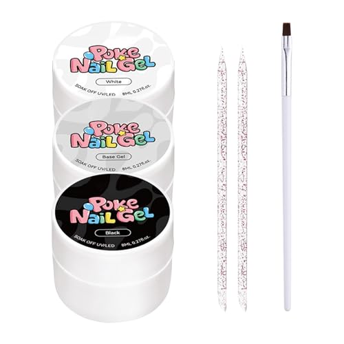 Esmalte de uñas en gel Pọke y negro, esmaltes versátiles en y negro, 1 juego, pegamento para pintar uñas, gel de base Pọke, fácil aplicación, para salón, manicura