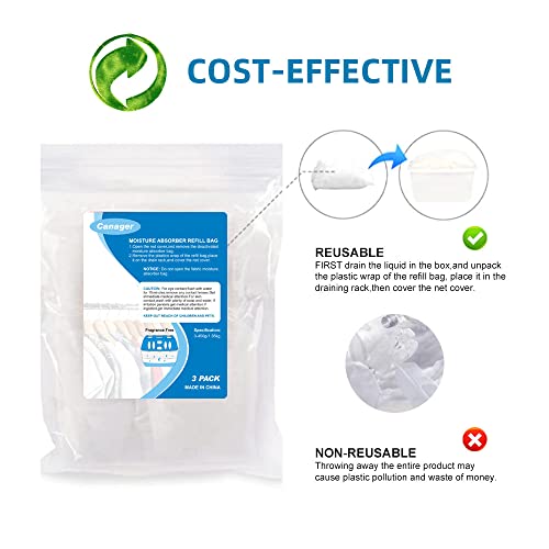 Canager Fragrance Free Moisture Absorber Box - 3 Packs, 16 Oz Reusable Dehumidifier For Closets, Bedrooms, Bathrooms With Large Capacity. #TOP3