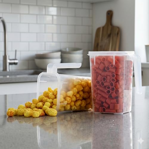 Image of HomeWiz Airtight Kitchen Storage Box with Handle 1000ml Pack of 6 | Food Grade BPA-Free Kitchen Jars | Storage & Containers Set | Container Set for Pulses |Unbreakable Plastic Container Set|Multi-Use