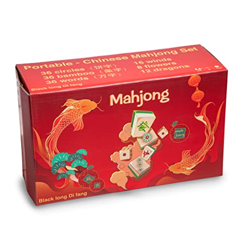 Black Long Di Fang Portable Chinese Mahjong Set, English Manual, Professional Complete Mahjong Game Set - Suitable For Chinese Style Games #TOP7