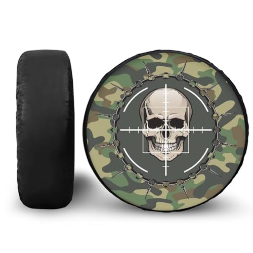 Image of Camouflage Skull Spare Tire Cover PU Leather, Weatherproof Wheel Protectors Dust-Proof Tire Cover Universal for Trailer RV SUV Truck Camper Accessories 16 inch Fit Tire Diameter 29.6 inch-31.5 inch