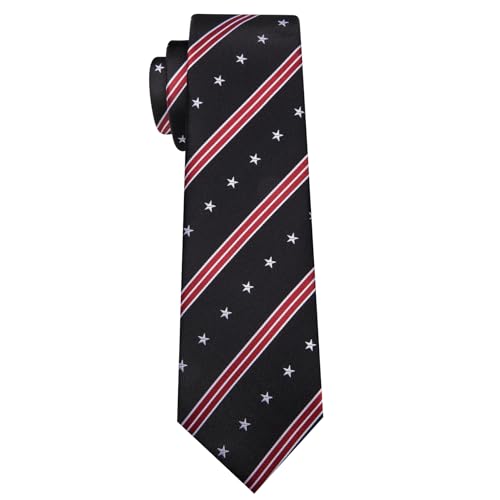 Image of Barry.Wang Silk Men Ties Formal Stripes Necktie and Tie Clip for Wedding Party Business Fashion Classic
