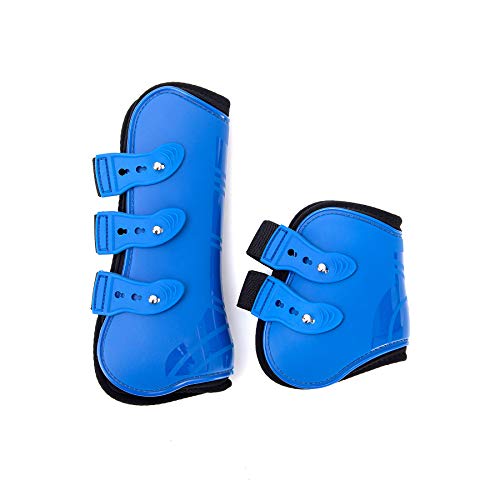 Merauno Horse Gaiters Set of 4 Tendon Protectors Fetlock Horse Jump Protection Front Rear Pair Robust Elastic PU Shell Neoprene Button Closure 2 works for Men and Women (M(VB) - Image 4