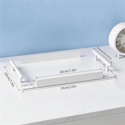 Image of FLE Bathroom Organizer Countertop Tray Set, 2 Pack, White, Stainless Steel, Rectangular