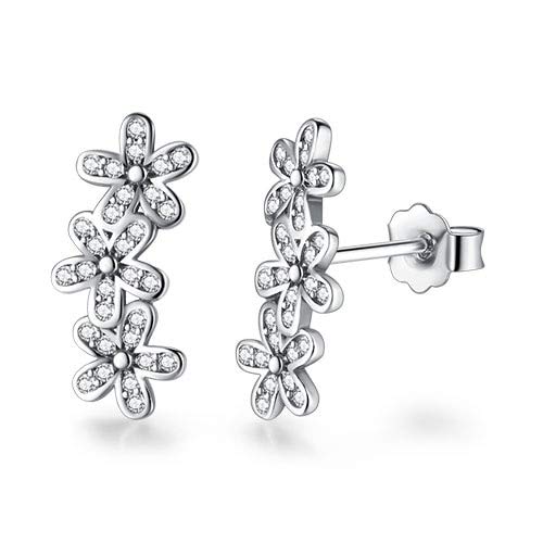 Boucles d'oreilles fleurs argent 925 émail fait main