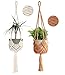 Blumenampel Hängend Innen, 2er Set Boho Deko Makramee Hängeampel, Boho Zimmer Deko Aesthetic, Hängepflanzen Topf für Balkon Fenster Deko 89cm(Beige/Kaffeefarbe)