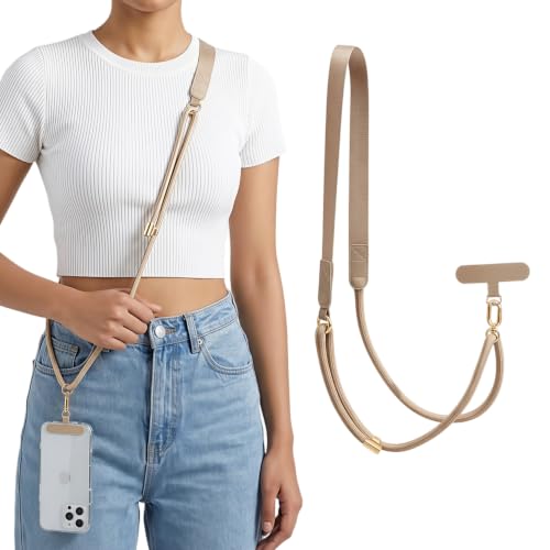Image of ZORBES Phone Lanyard for Mobile, Adjustable Wrist and Neck Strap Set for Most Phone Case, Universal Nylon Safety Mobile Chain, Crossbody Strap with 2 Self-Adhesive Inserts Sling Not Includes Case