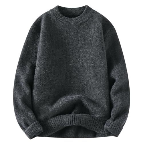 Pull en tricot uni pour homme classique col rond en maille douce