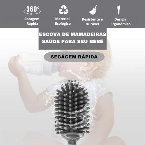 CLICKBRUSH Kit Escovas de Limpeza para Lavar Louça Escova para Lavar Garrafas Lava Mamadeiras + Mini