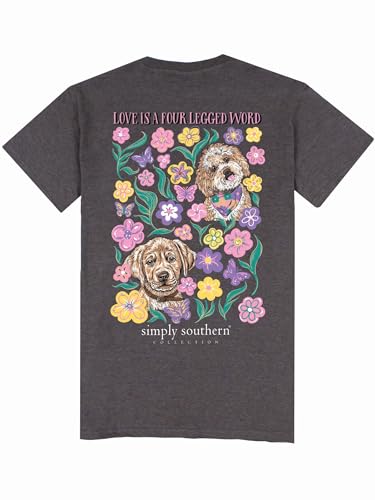 Image of Simply Southern Love is a Four Legged Dog Youth Relaxed Fit Short Sleeve T-Shirt, Iron Heather