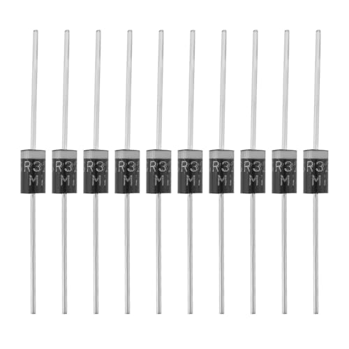 VGOL 50PCS SR3200 (S3200) Schottky Barrier Rectifier Diodes DO-201 200V 3A 57.4x4.9mm High-Efficiency Rectifier Diode for Consumer Electronics Automobiles and Solar Systems