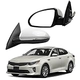 Dasbecan Left Driver Side Mirror Compatible With 2016 2017 2018 Kia Optima Rearview Mirror with Signal Light/Power Glass/Manual Folding/White Pearl Replace# KI1320200 87610-D5000 (5pin)