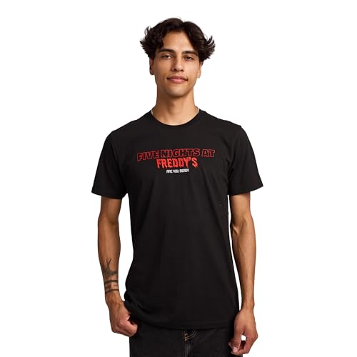 Five Nights At Freddys Black & White Character Art Mens Black Crew Neck Short Sleeve T-Shirt-XL