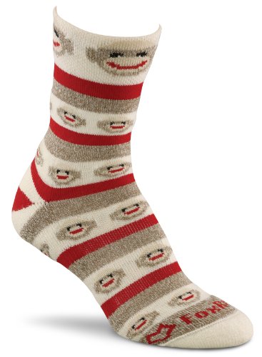 Fox River Women's Red Heel Merino Monkey Stripe Crew Socks, Brown Heather, Medium