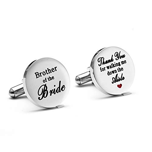 Melix Home Brother of The Bride Stainless-Steel Cufflinks Thank You for Walking Me Down The Aisle Cuff Links Brother Wedding Party Gifts