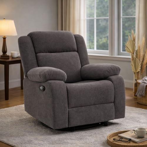 Image of Modern Upholstered Recliner Armchair with Ergonomic Design, Soft Fabric Finish & Relaxing Lounge Comfort, Color: Grey-G