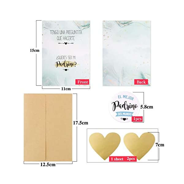 Quieres Ser Mi Padrino Tarjeta Rasca + Insignia El Mejor Padrino con Sobre Tarjeta Anuncio Embarazo Regalo Sorpresa - Imagen 3